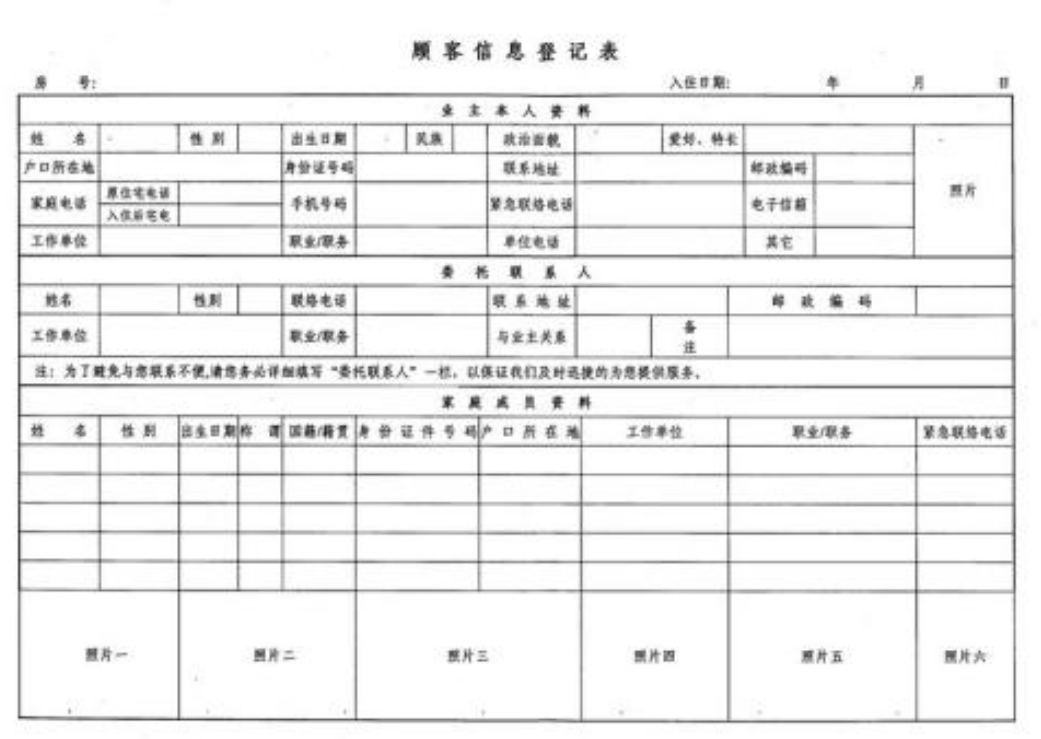 客戶信息表